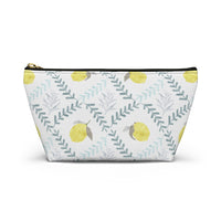 Lemon Tile Accessory Pouch w T-bottom in Aqua